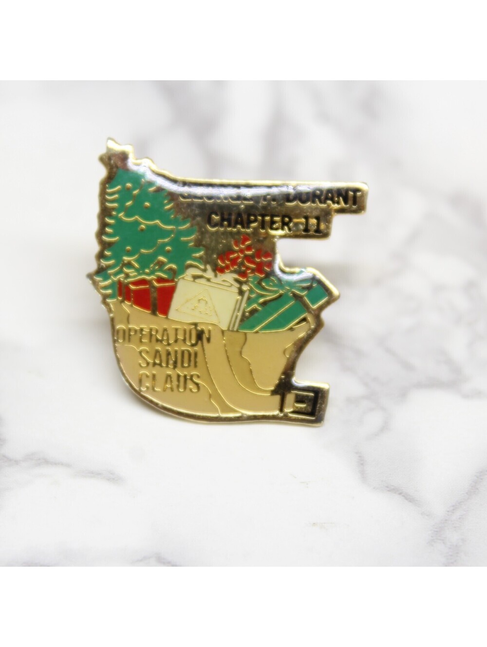 George F. Durant Chapter 11 Operation Sandi Claus Lapel Pin Pinback Christmas